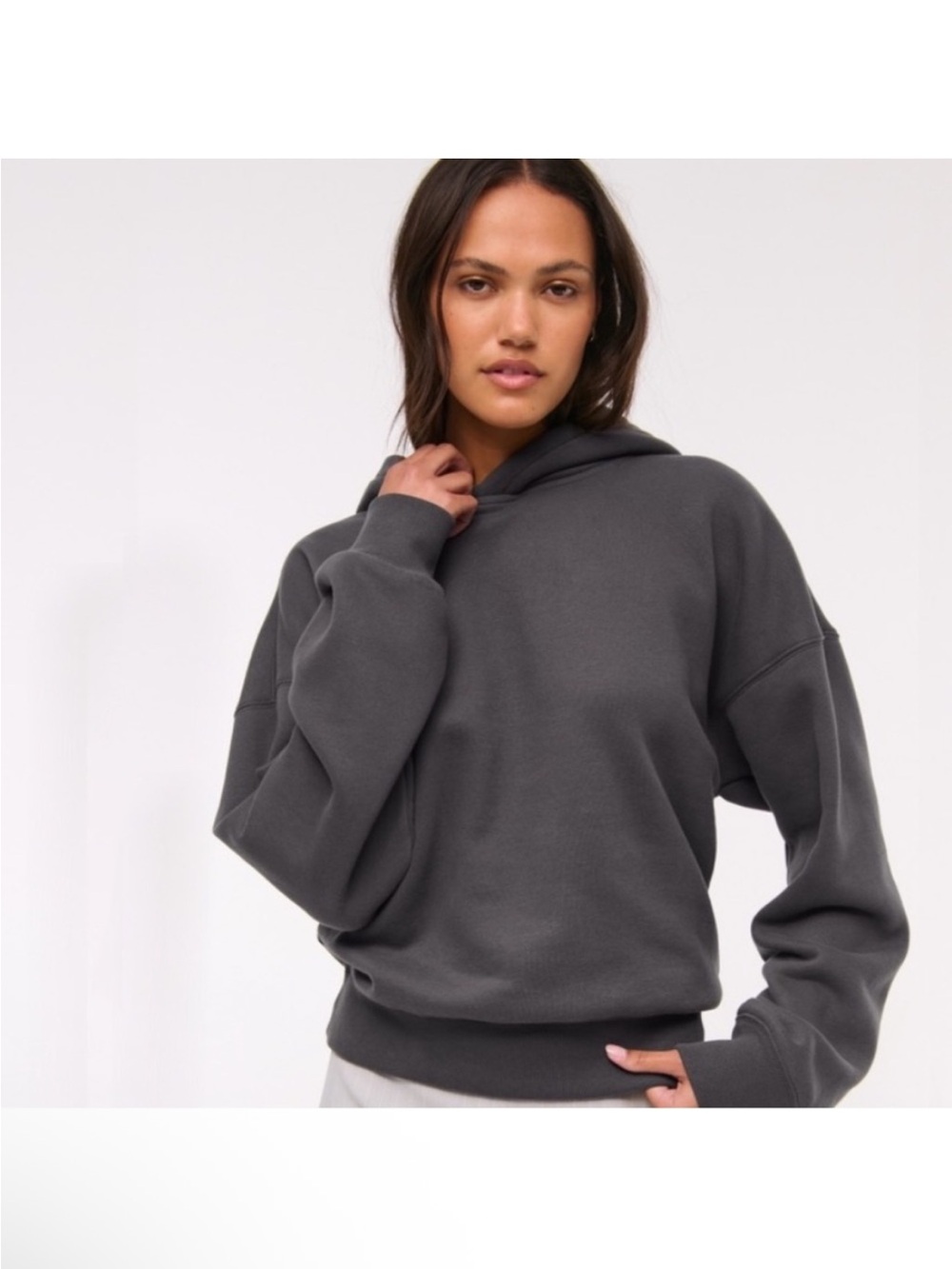 Abercrombie and Fitch A&F Sunday Hoodie Gray Charcoal Hooded Sweatshirt *Flaw*
